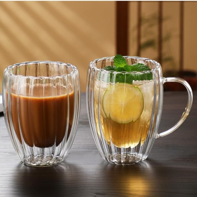 Gelas Kaca Aesthetic Kopi Matcha / Gelas Kaca Double-Wall / Mug Kaca / Gelas anti panas