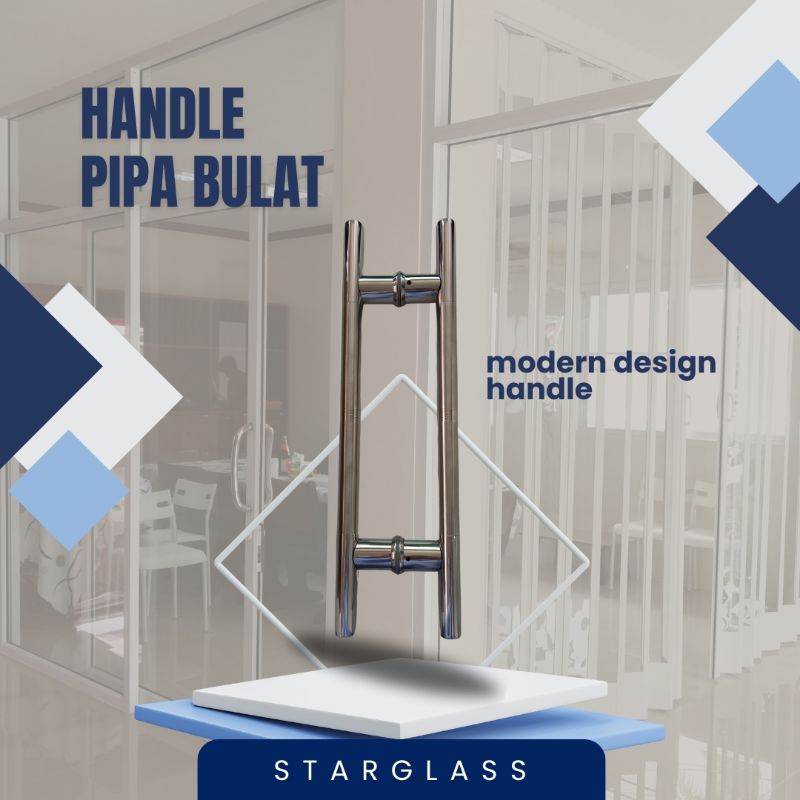 Handle Pintu Rumah Stainless / Gagang Pintu Rumah Modern Pipa Bulat Stainless / Pegangan Pintu Kupu 