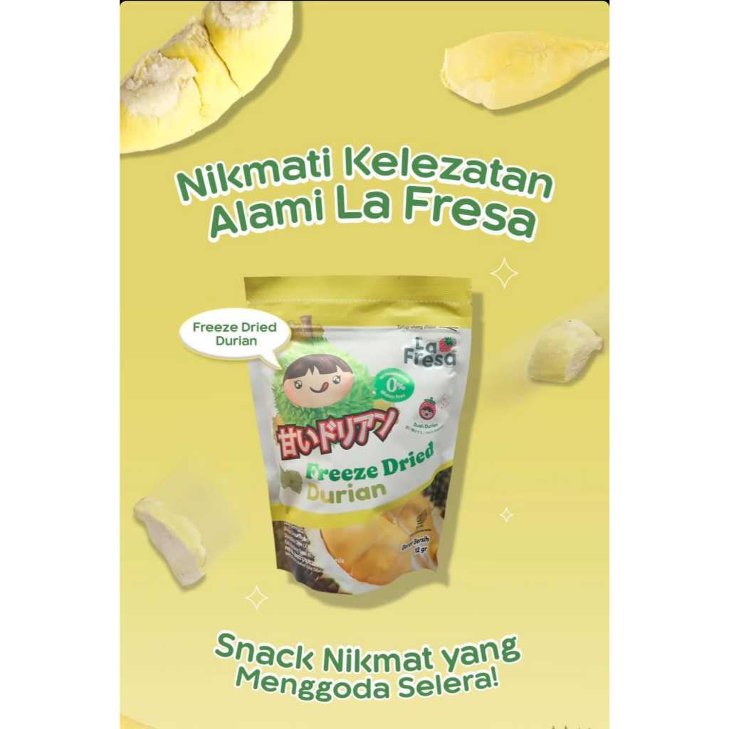 

La Fresa Freeze Dried Durian | Cemilan Sehat Snack Buah Durian Kering
