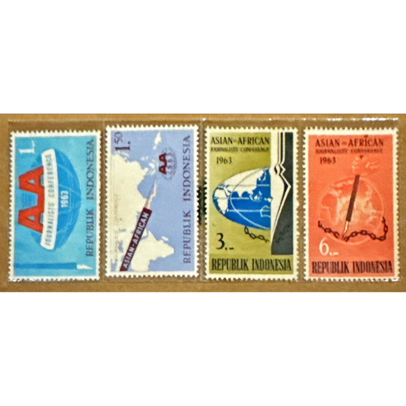 

(BA) PRANGKO INDONESIA 1963 KONFERENSI WARTAWAN ASIA AFRIKA 4V SERIES MNH.