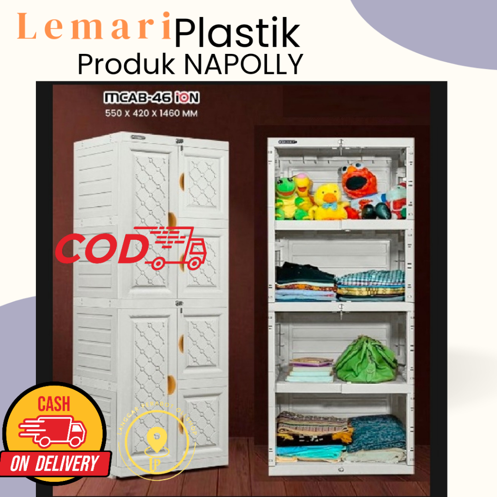 Lemari Plastik Napolly MCAB 36 ION Original Lemari Pakaian 3 Susun Anti Rayap