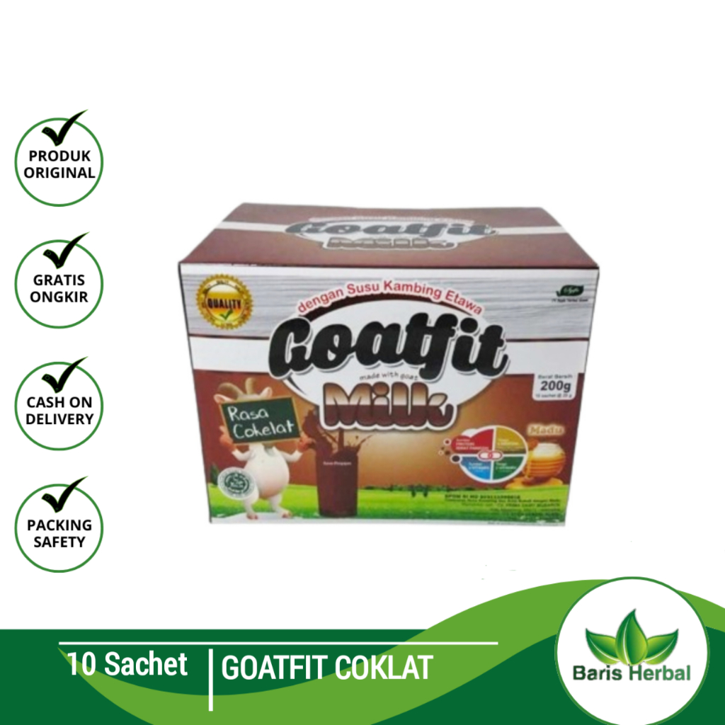 

Susu Kambing Etawa Goatfit Milk Rasa Coklat | Goat Fit Cokelat Per Box 10 Sachet