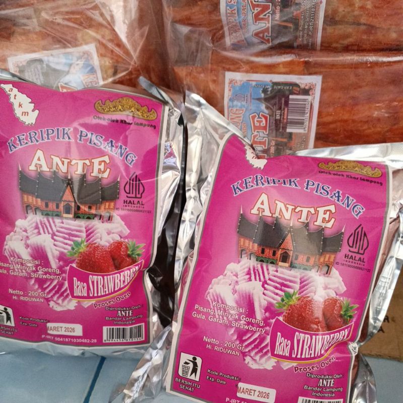 

keripik pisang ANTE rasa strawberry instan