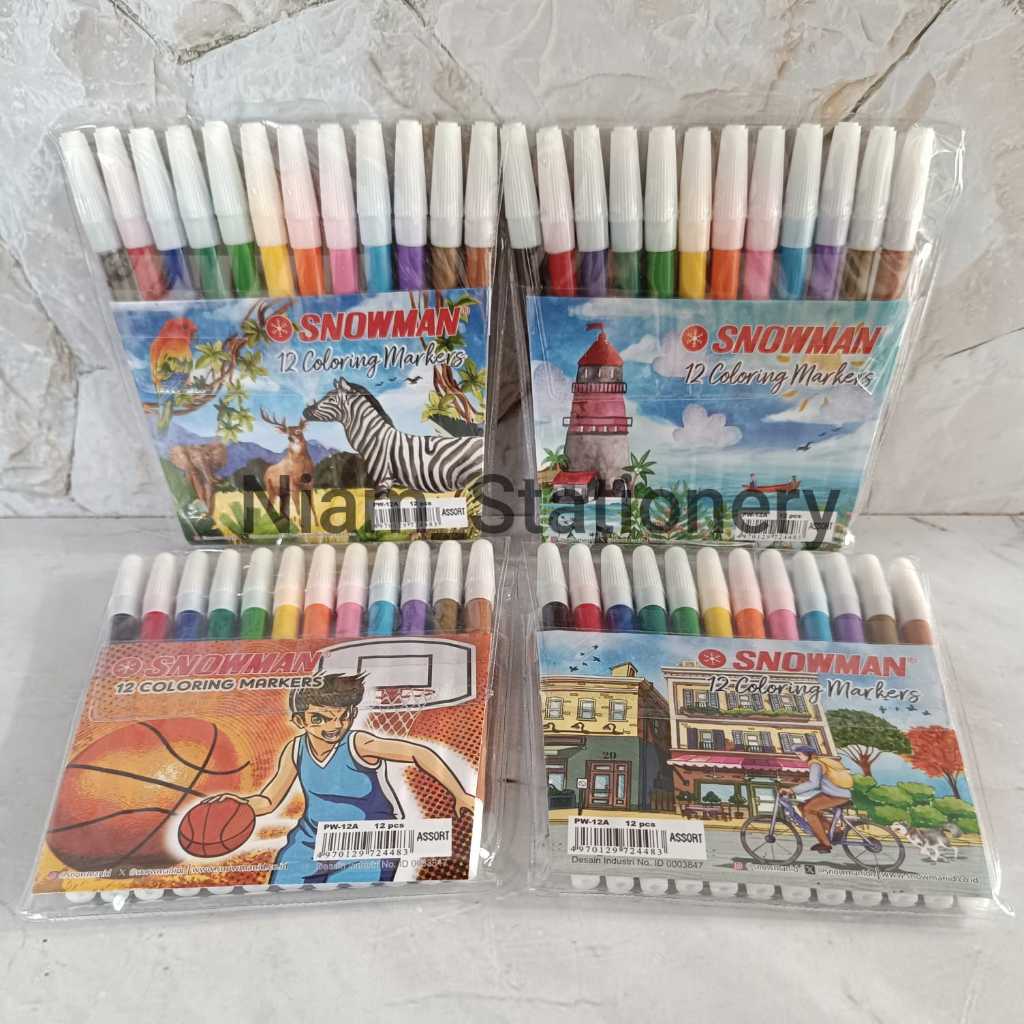 

Niam SATU SET ( 12 WARNA ) Spidol Snowman 12 Warna PW-12A