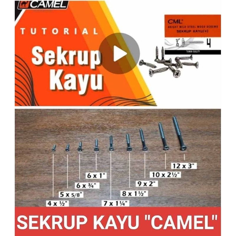 CAMEL Sekrup Kayu Hitam / Sekrup Skrup Kayu / Sekrup Tapping Mur Baut  PerKotak