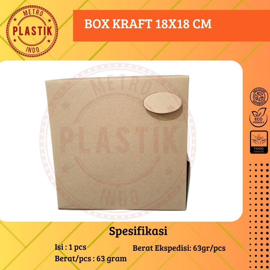 

Box Kraft 18x18 | Kotak Nasi | Dus Kemasan Makanan 18 x 18 Coklat
