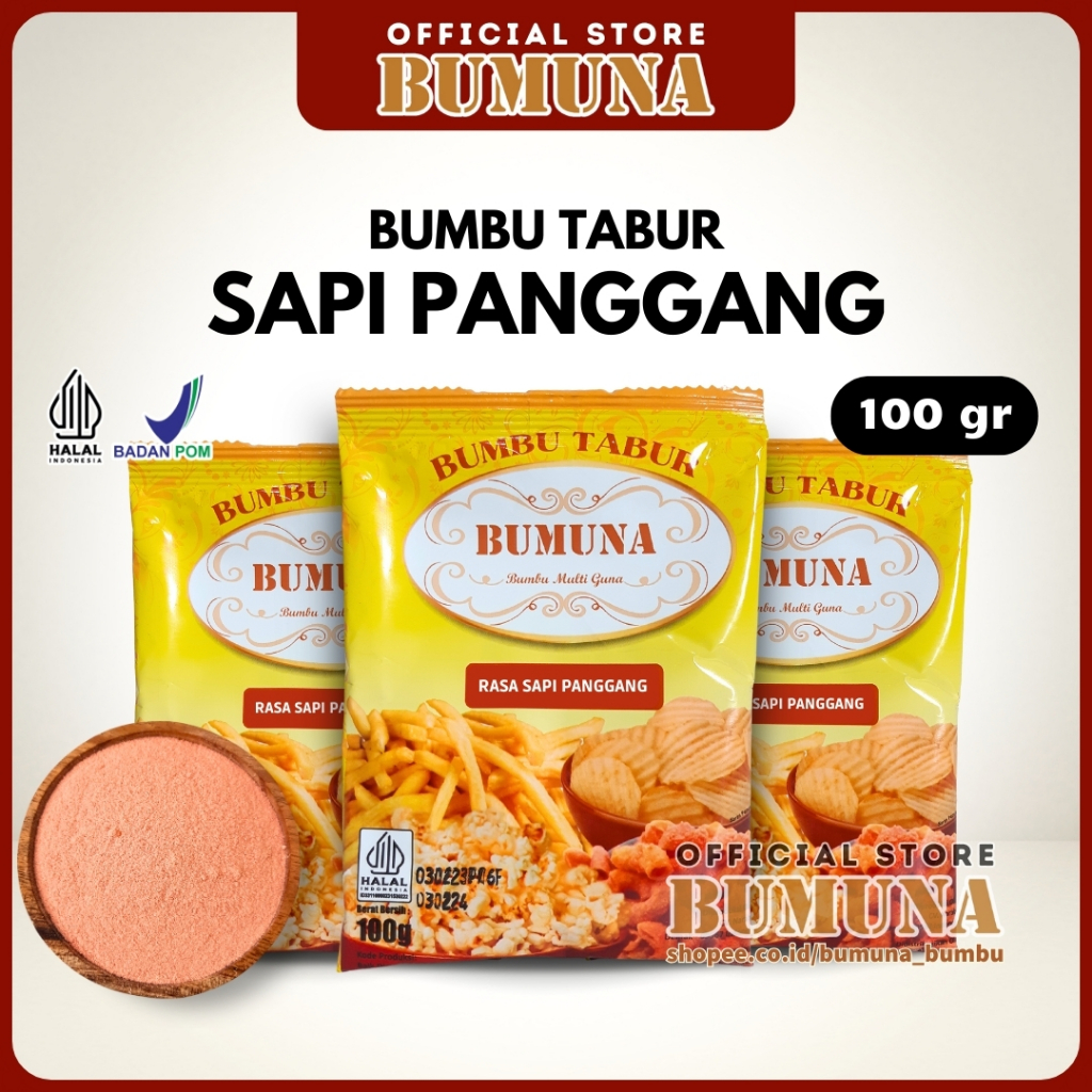 

Bumbu Tabur Sapi Panggang 100 Gram BUMUNA - Bumbu Cemilan Snack Kripik