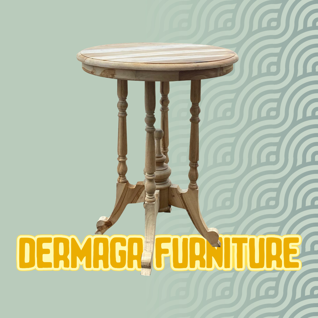 MEJA SUDUT BUBUT KAKI 4 KAYU JATI TERMURAH