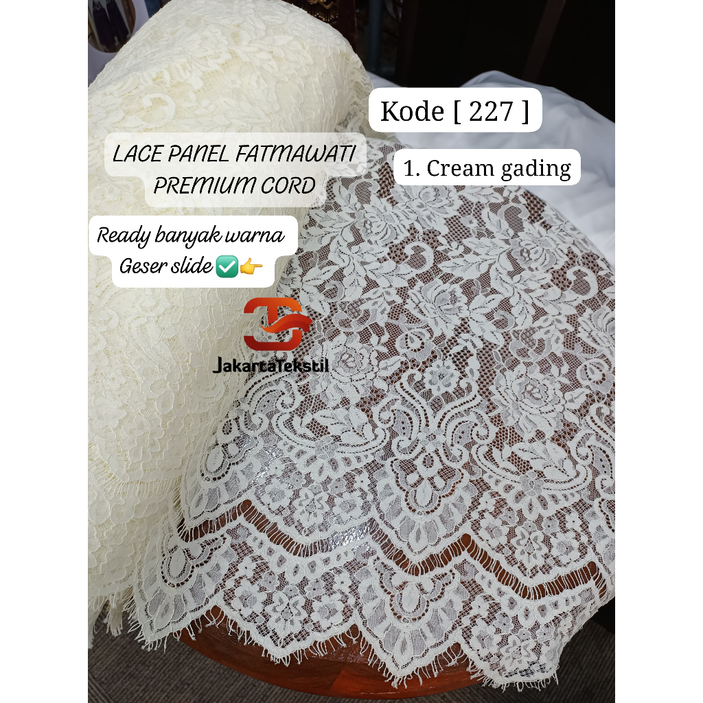 [ 227 ] Kain kebaya brukat semi francis fatmawati premium corneli || Lace Panel Patmawati Corneli