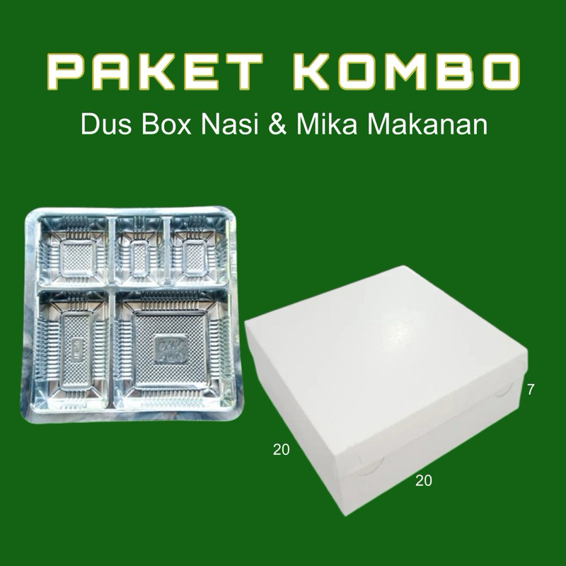 PAKET KOMBO 20||paket dus box nasi dan mika||dus box nasi uk 20x20x7||