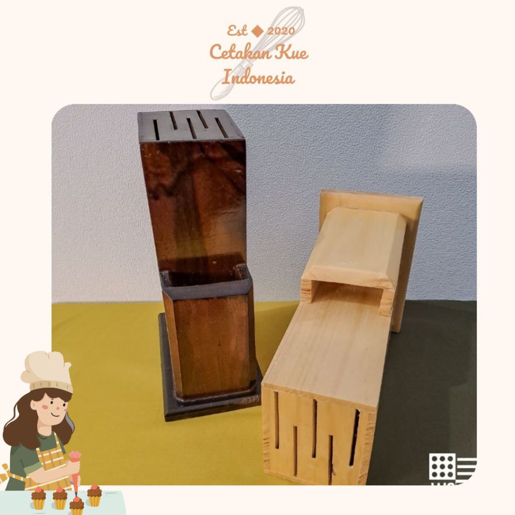 {CKI} Tempat Pisau / Rak Pisau Dapur Kayu /  Wadah Pisau Dapur kayu