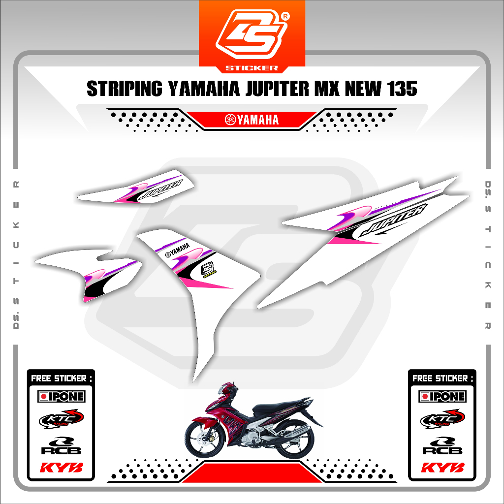 Stiker Jupiter MX New 135 Decal Striping Jupiter MX New 135 Premium Racing DS200525 WHITE DS STIKER