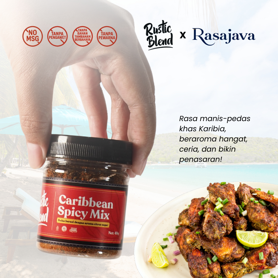 

Bumbu Marinasi Instan Ayam, Daging, Seafood Caribbean Spicy Mix Rustic Blend Rendah Kalori Non MSG