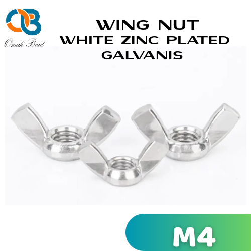 Wing Nut M4 Besi Galvanis / Mur Kuping M4 / Butterfly Nut M4 Carbon Steel