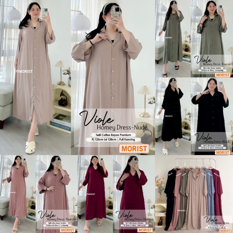 Viole homedress/baju rumah LD 120cm twill cotton/katun rayon premium morist
