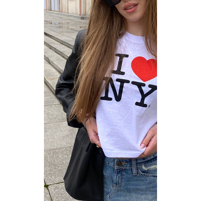 Rantau Love NY Baby tee Crop tee Crop top Kaos Putih Wanita