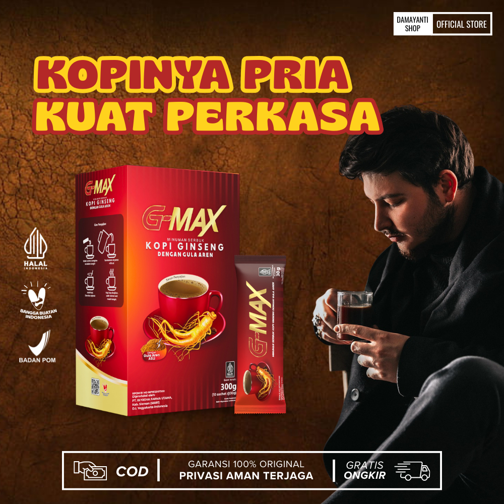 

GMAX Minuman Kopi Gingseng Stamina Pria Tahan Lama Original Bpom