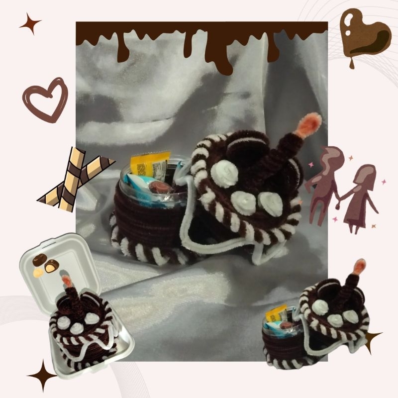 

Cake hias snack|Bisa Request Isi Snack | Kado unik aesthetic anti basi | Toples 300ml (PO)