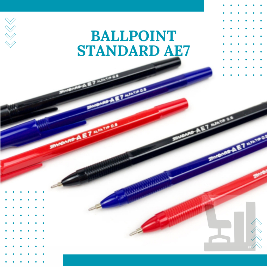 

Ballpoint STANDARD AE-7 (per pcs) Hitam, Biru, Merah