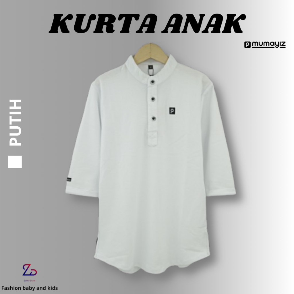 Zahid store | Kurta Anak Lengan Panjang 3/4 Bahan LACOST CVC 24s | MUMAYIZ