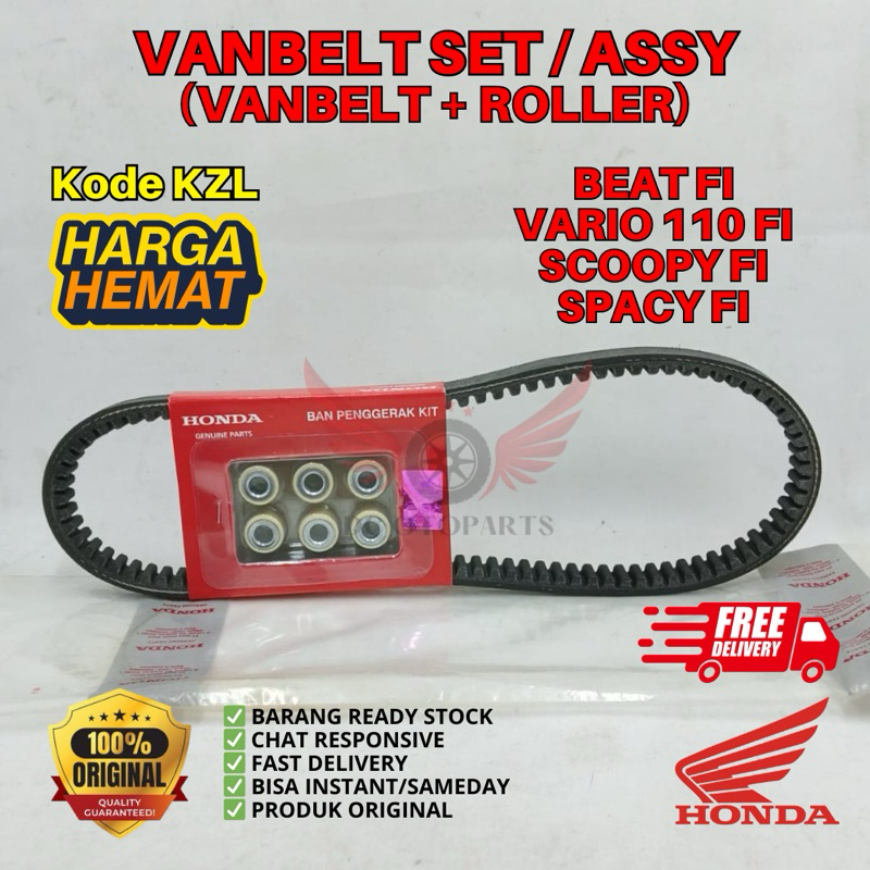 KZL VANBELT SET ASSY HONDA BEAT FI VARIO FI ORIGINAL AHM HONDA, VANBEL ORIGINAL HONDA BEAT, VBELT OR