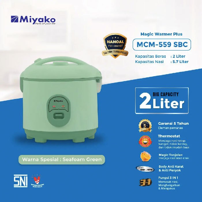 RICE COOKER MIYAKO MCM 559 SBC MAGIC COM 2 LITER