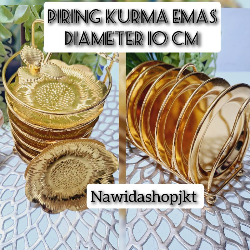 Piring Kurma Emas with stand D.10 cm Piring Permen Coklat Kacang