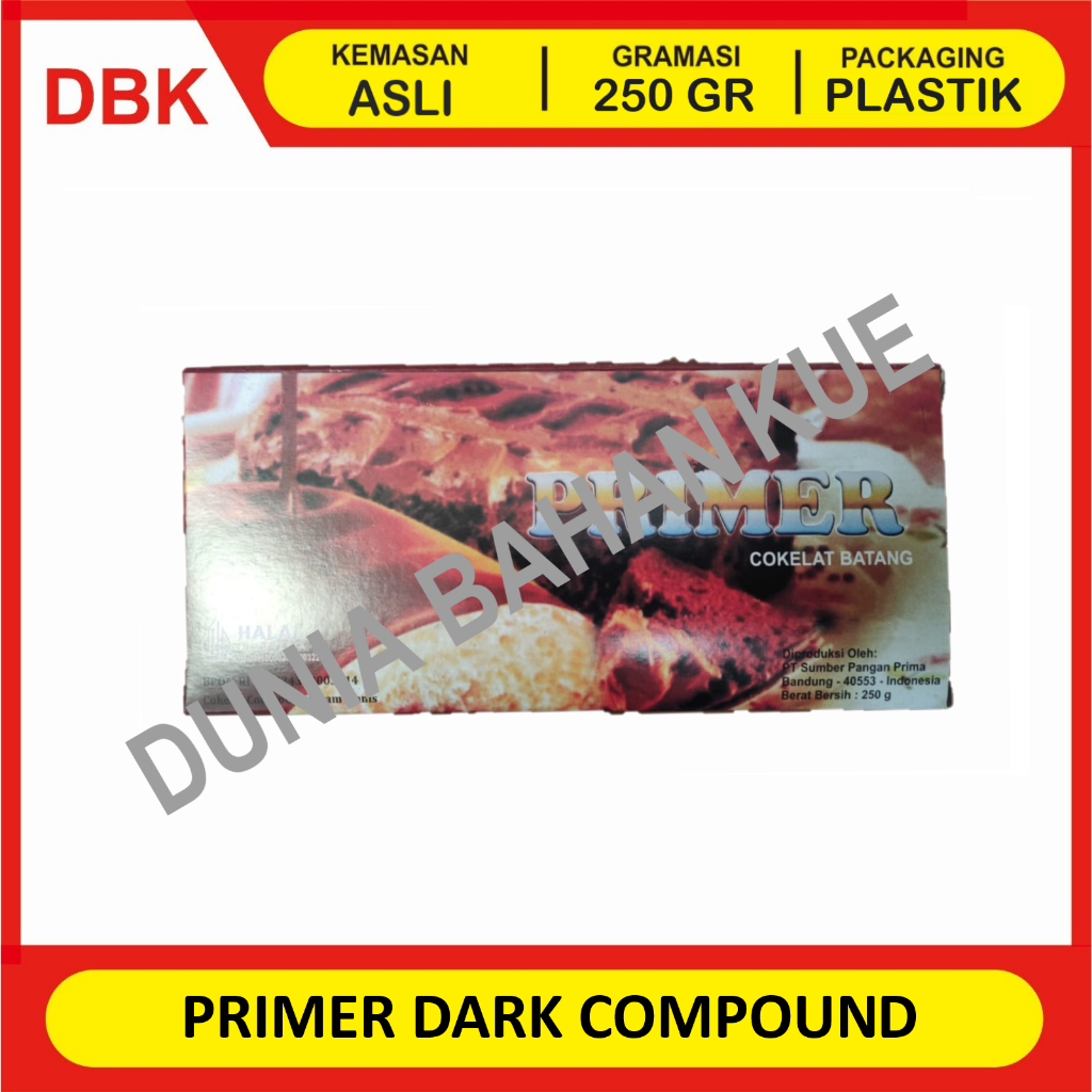 

PRIMER DARK CHOCOLATE COMPOUND 250 GR / COKELAT BATANG PRIMER COKLAT