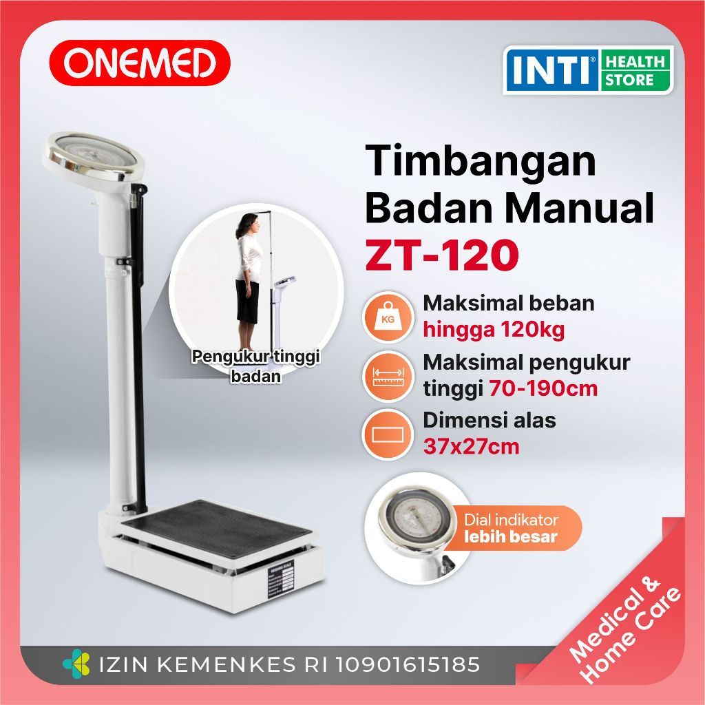 Onemed | Timbangan Badan + Ukuran Tinggi Badan ZT 120 | Timbangan Tinggi Badan Onemed