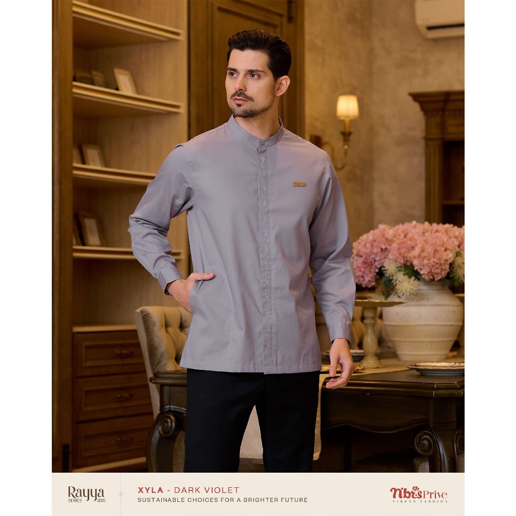 NIBRAS KOKO XYLA DARK VIOLET LENGAN PANJANG / KOKO NIBRAS ORI / KEMEJA NIBRAS LENGAN PANJANG / ATASA