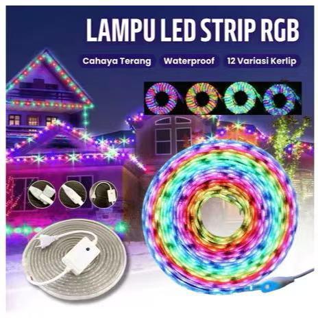 * MKA * Lampu LED STRIP SELANG 220V OUTDOOR RGB / LAMPU LED STRIP SELANG WARNA WARNI 220V + ADAPTOR 