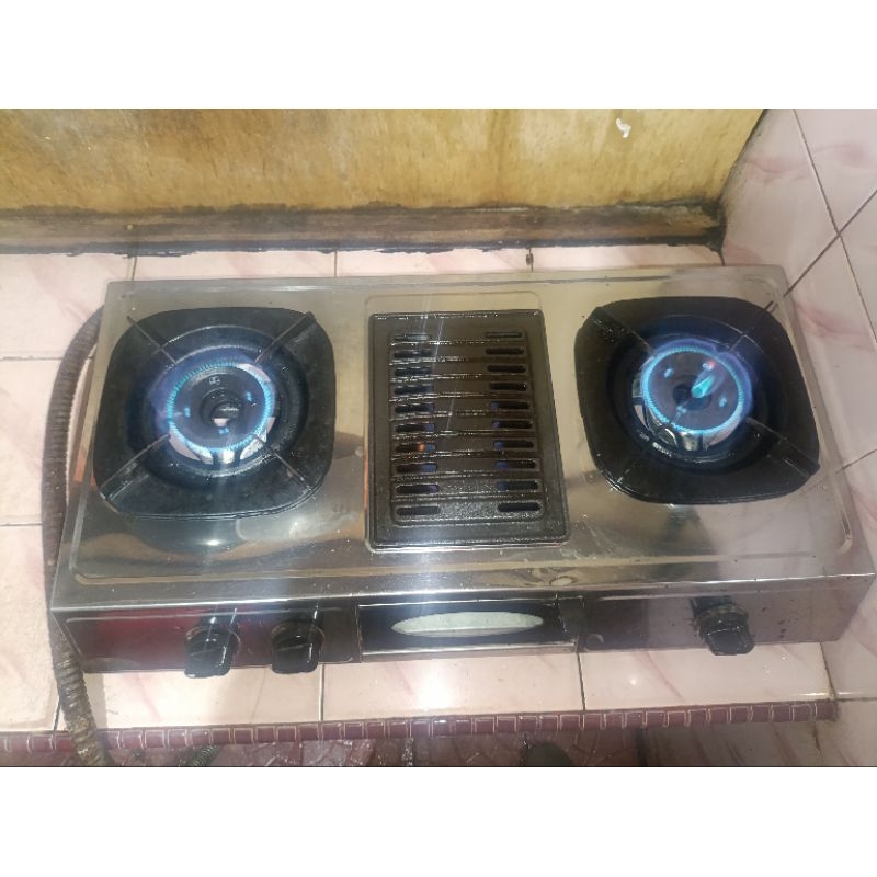 Kompor Rinnai 2 Tungku + 1 Grill Pan/Pemanggang