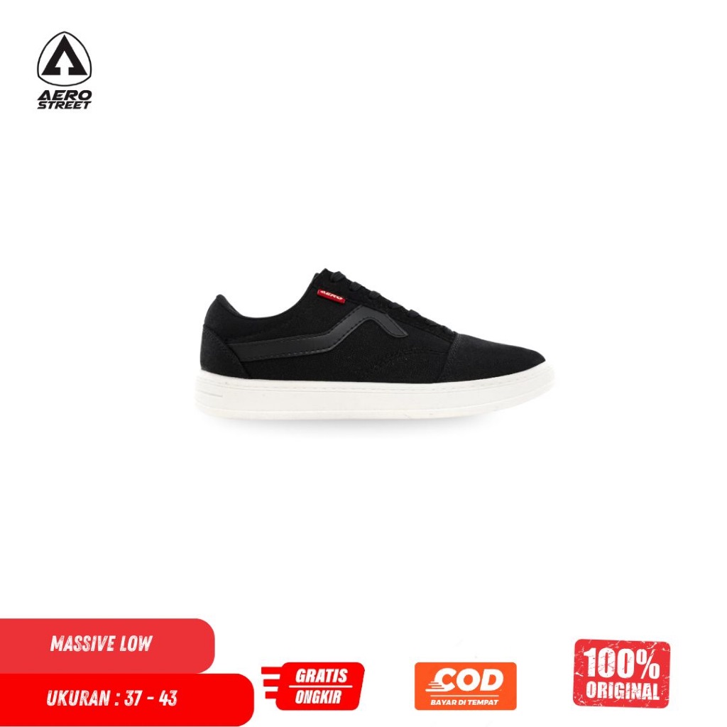 Sepatu Aero Street Massive Low Hitam/Hitam - Sepatu Sneakers
