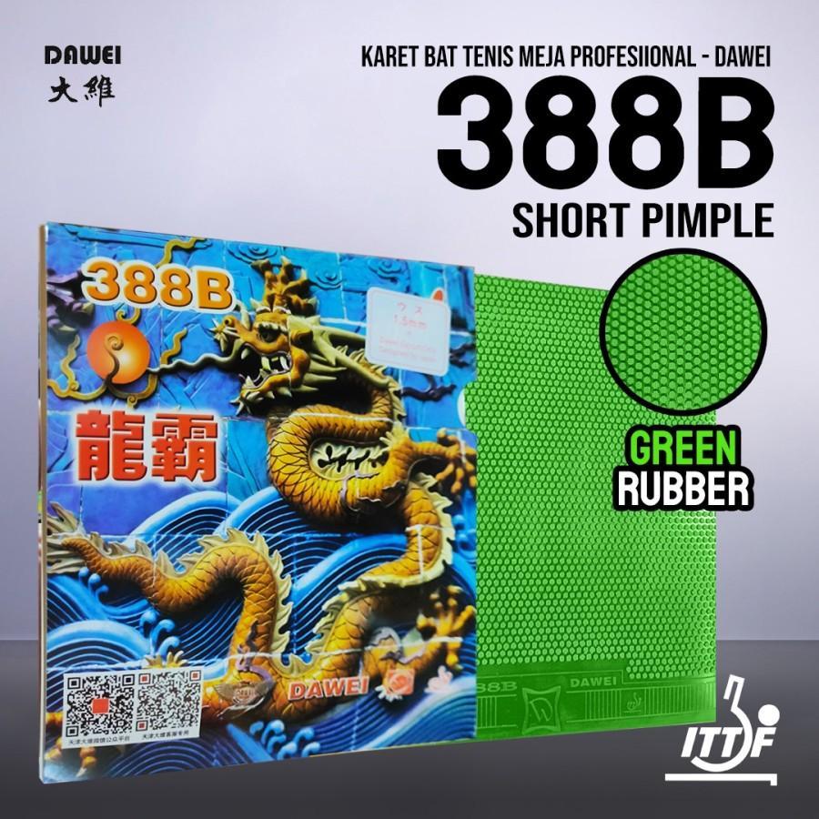 Karet Bat Tenis Meja Pingpong Dawei 388B Green Bintik Pendek Serang Jahat Original