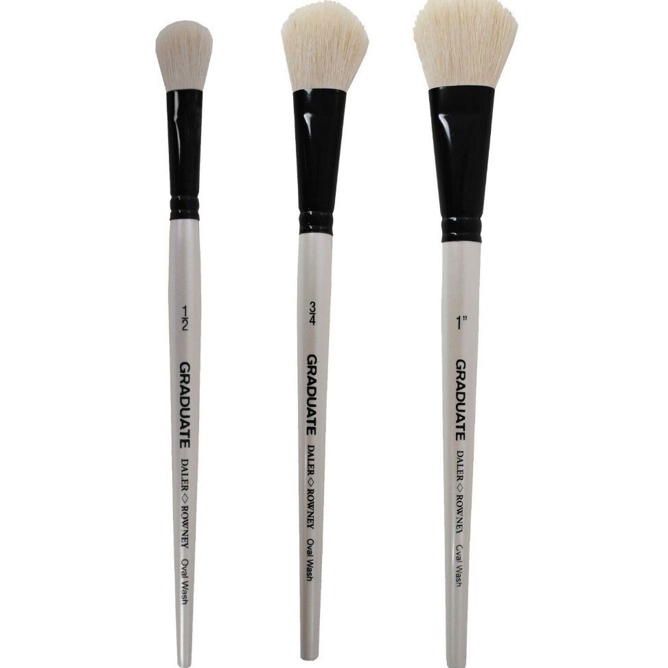 

KODE Y96R Daler Rowney Graduate White Goat Oval Wash Short Handle Brush Kuas Lukis