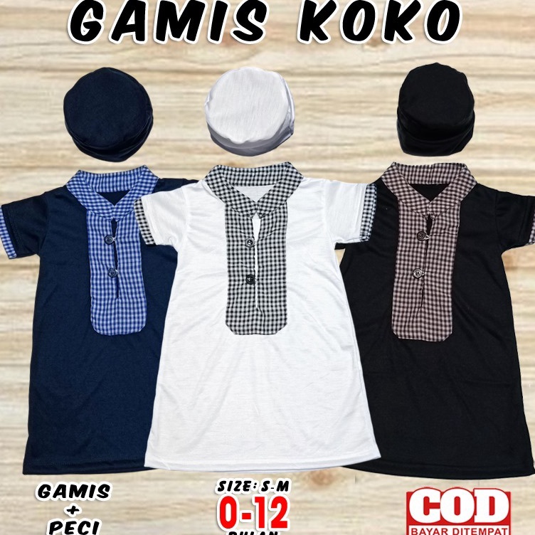 KODE F39V Baju KOKO Bayi Jubah Gamis Baby Turki Peci Arab Pakaian Anak Muslim Islam Pakistan Balita 