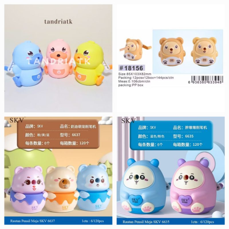 

[FREE BUBBLE+DUS] Serutan Rautan Meja Putar Duduk Fancy Bebek Duck 6628 Xiao ling jing Bear beruang