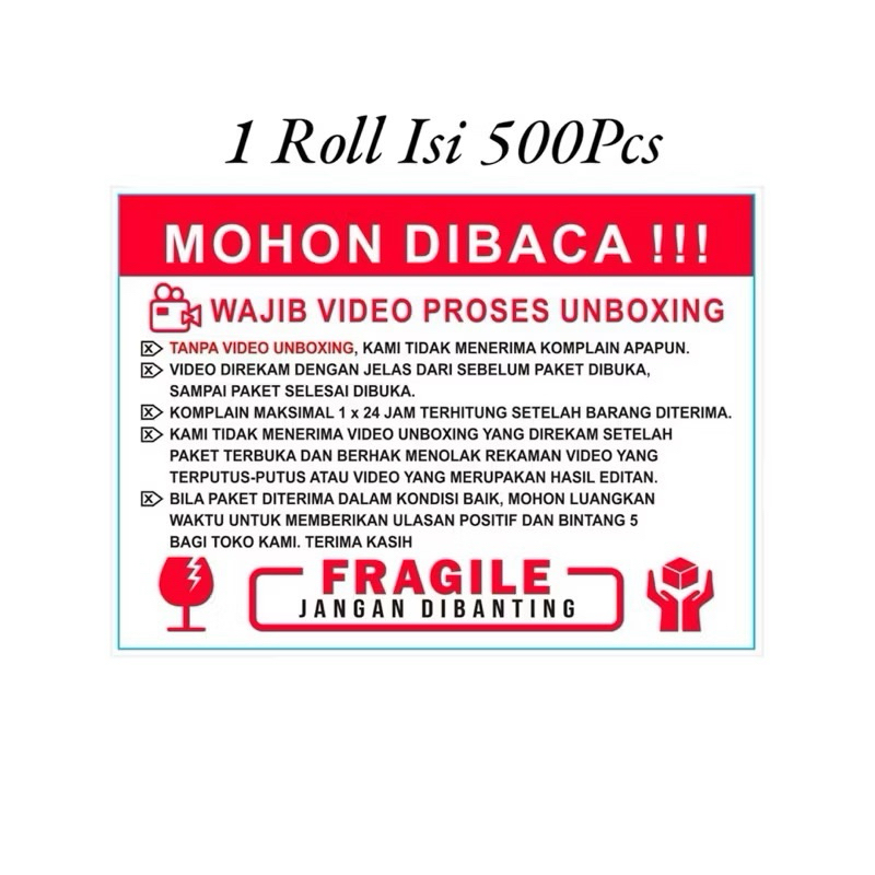 

Sticker Video Unboxing 1 Roll isi 500 Pcs