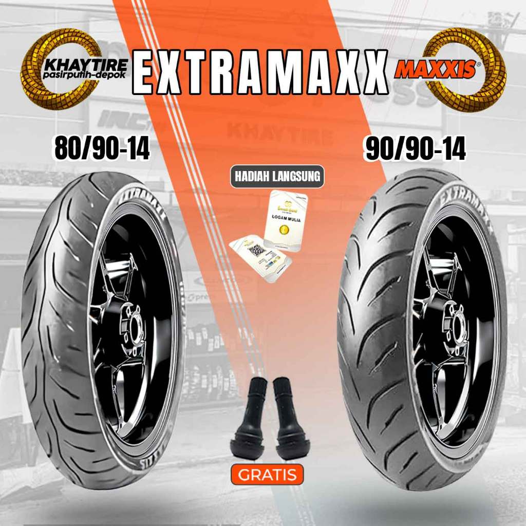 Sepasang/Satuan Ban MOTOR MATIC Ring 14 Tubeless - SUPERMOTO MAXXIS EXTRAMAXX Ring 17 Tubeless