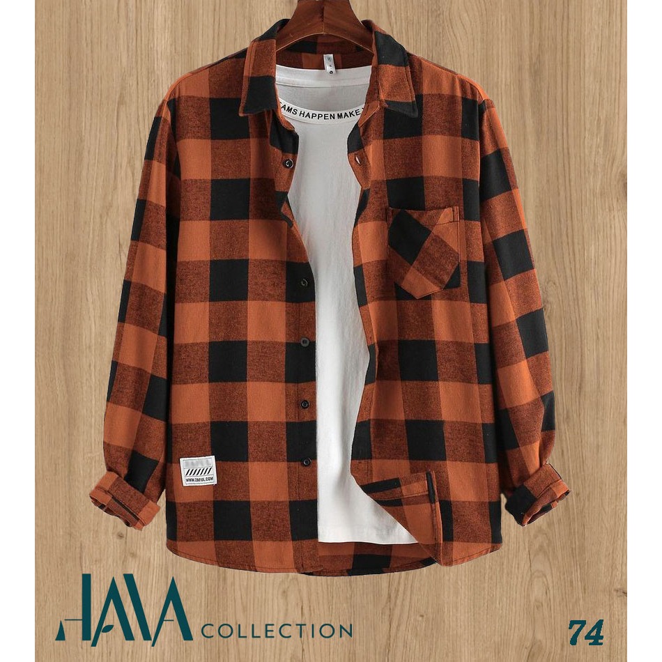KEMEJA PRIA FLANEL LENGAN PANJANG KOREAN STYLE