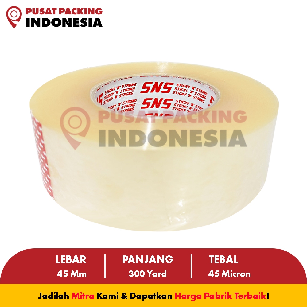 

Lakban Bening / Coklat 300 Yard x 45 Mm x 45 Mic Sticky N Strong (SNS) PUSAT PACKING INDONESIA