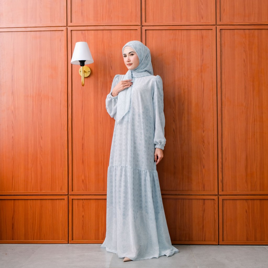 ALEIRASCARVES - Dress mazaya series blue - set dress hijab - setelan gamis - abaya motif - set dress