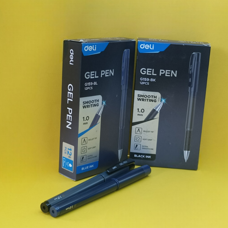 

Pulpen Gel /pena gel Deli 159 BK & BLUE ECERAN