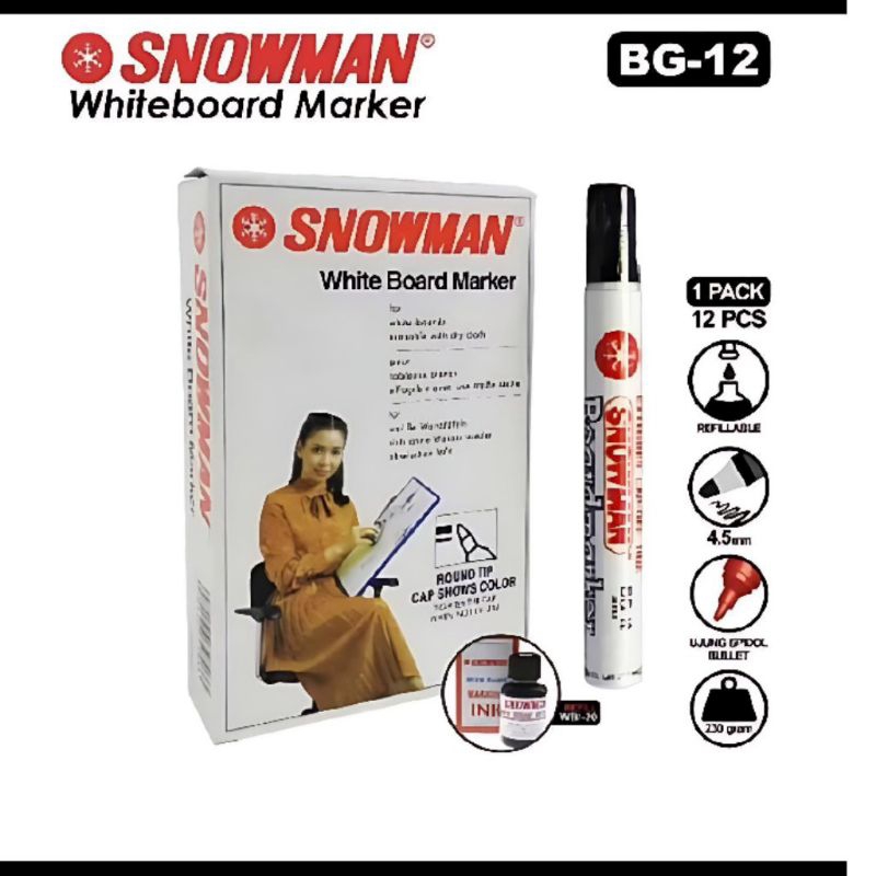 

Spidol snowman whiteboard/spidol bisa di hapus 1 pak isi 12 pcs