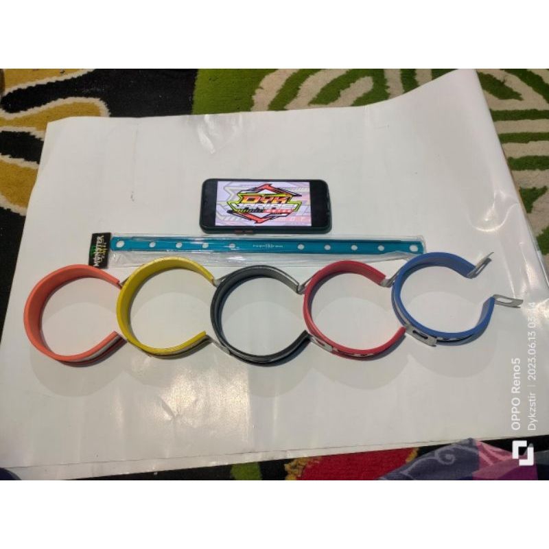 

Klem + pangkon kenalpot penggaris biru satu set pangkon kenalpot penggaris 32 cm klem warna