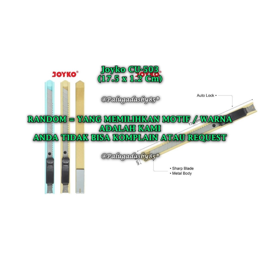 

(1 Biji) GROSIR Cutter JOYKO CU-503 RANDOM / Cutter Pemotong Joyko CU-503 (1 Biji)