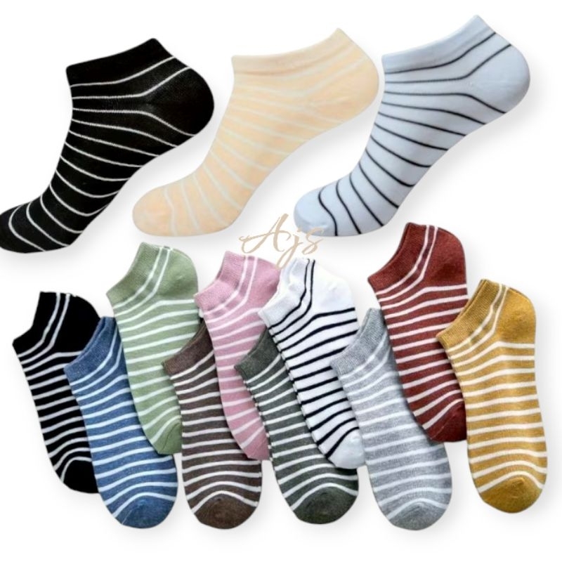 3PASANG KAOS KAKI MOTIF SALUR BELANG ZEBRA SEMATA KAKI DEWASA