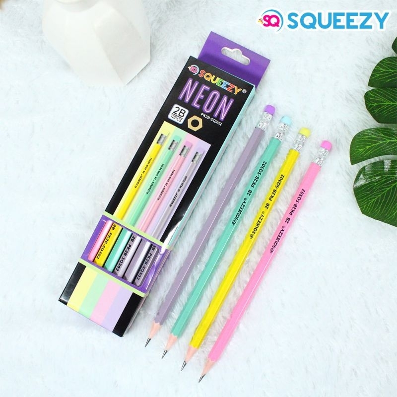 

12 Pcs/Pensil SQUEEZY Neon SQ-302/Stationery/ATK/Pencils Ujian/Pensil Gambar
