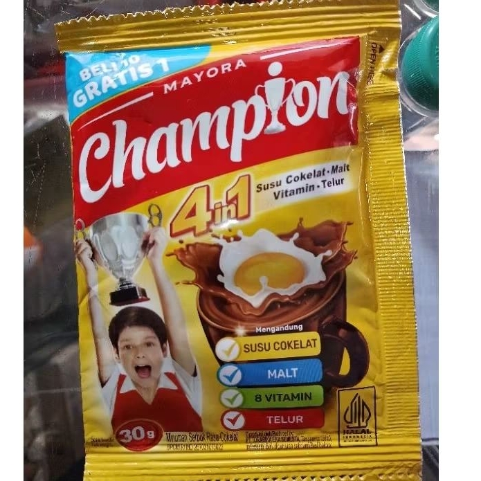 

Champion Susu cokelat malt bervitamin sachet 5x30gr