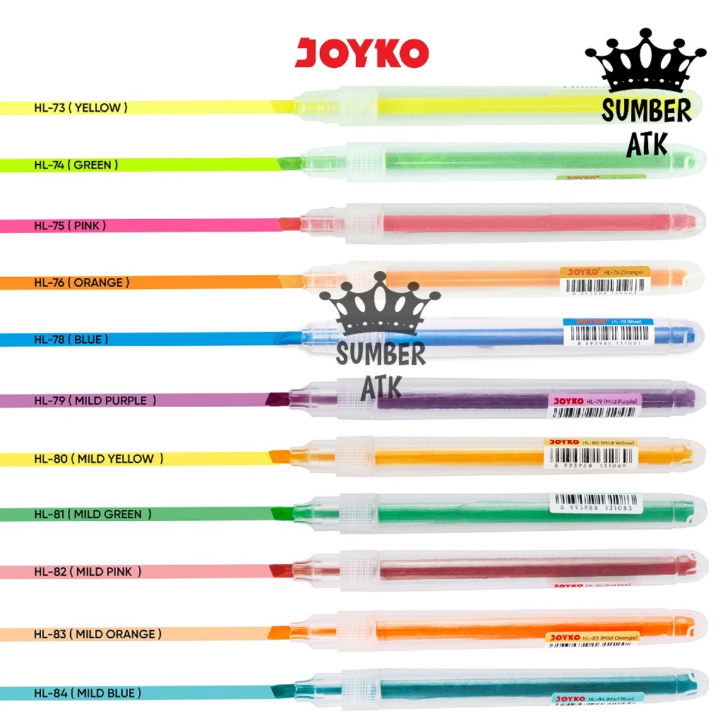 

Highlighter Penanda Berwarna Joyko HL-73 ~ HL-84 Mild Color